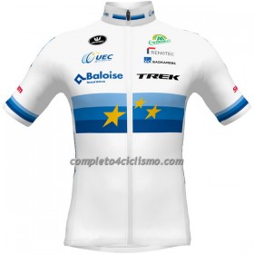 Maglia 2022 Baloise-Trek Lions Campione Europeo Manica Corta Blu Bianco